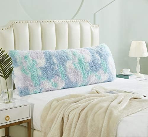 Cozy Plush Fur Body Pillow 20X54 Inches with Premium Filling, Ultra Soft Bed and Sofa Pillow, Vibrant Pastel Colors on Long Pillow, Big Hug Double Pillow, Pregnancy Pillow, Warm Fascinating by Hobed+Life
