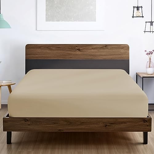 FreshCulture Twin XL Fitted Sheet Only - Hotel Quality Fitted Sheet Twin XL Size - Ultra Soft & Breathable - Brushed Microfiber - Deep Pocket - Cooling Fitted Sheets for Twin XL Size Bed (Beige) - Image 6