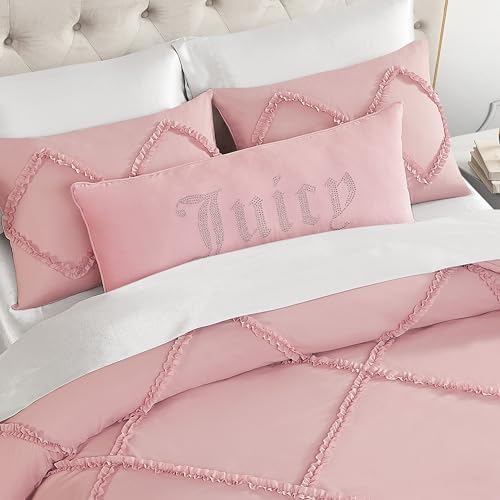 Juicy Couture Silver Rhinestone Decorative Pillow - Premium Throw Pillow - Living Room and Bedroom Décor - Hannah 16" x 36", Light Pink Velvet - Image 4