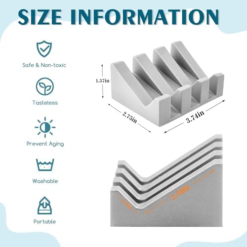 Self Draining Soap Dish Holder,Silicone Soap Dish,for Bathroom,Kitchen, Sponges，Can Extend Soap Life，Keep Soap Bars Dry and Easy Cleaning (Light Grey,1-Pack) - Image 2