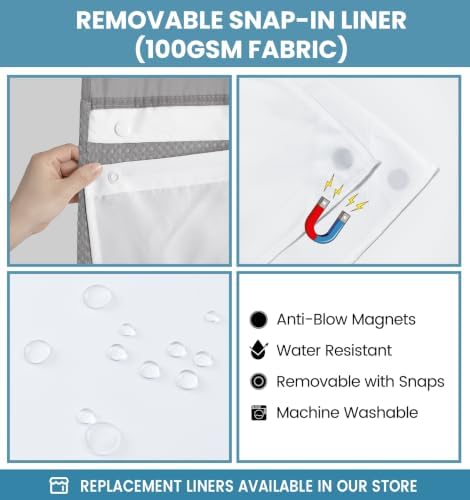 SORTTO Ringless Waffle Shower Curtain with Snap in Liner Set, 71x80, Grey - Image 5
