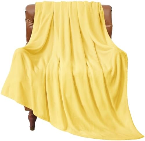 BEDELITE Fleece Blanket Soft Plush Throw for Couch Light Yellow 50"x60" by BEDELITE