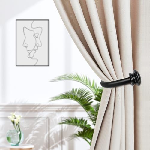 TONIAL Curtain Holdbacks, Small Cap Finials, Black(1 Pair/2 Pack), Small - Image 2