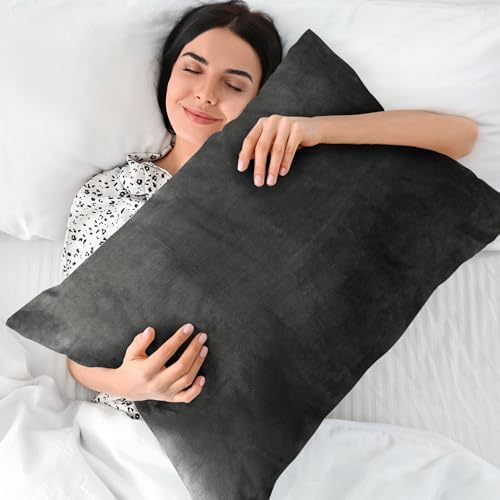 BEDELITE Flannel Pillowcases Standard Set of 2, Dark Gray, 20x26 Inches - Image 5