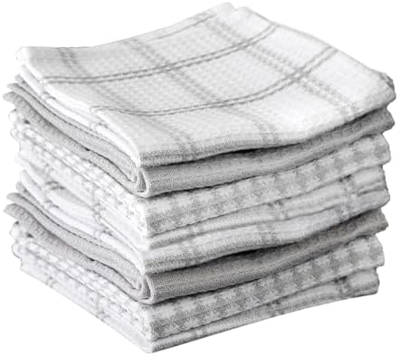 T-Fal Premium Waffle Dish Cloths: Highly Absorbent, Super Soft Long Lasting - 100% Cotton, 12"x13" Towel for Cleaning & Drying, (8-Pack), Gray by T-falbrand