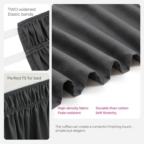 Dorm Bed Skirt Twin XL 32" Drop, College Dorm Room Essentials, Dark Grey - Image 5