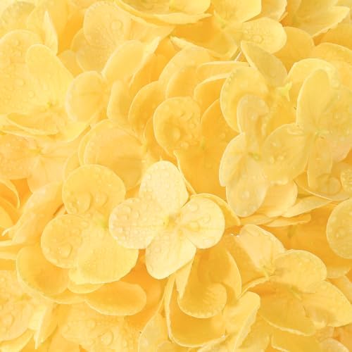 4 Pcs Real Touch Hydrangea Artificial Flowers, 21" Fake Flowers, Yellow - Image 4