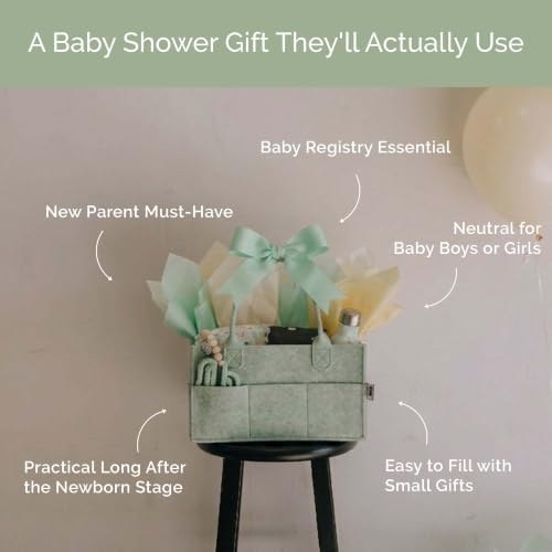 Parker Baby Co. Felt Diaper Caddy Organizer - Large, Sage - Image 6
