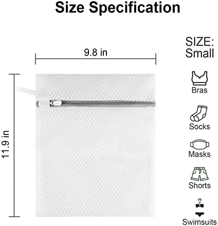 Small Honeycomb Lingerie Bags with Hanging Loop- MDSXO 3 Pack Mesh Laundry Bags for Washing Delicates, White Wash Bags for Socks, Bra, Mask, Baby Clothes 10 * 12 inch [3 Pack] - Image 2