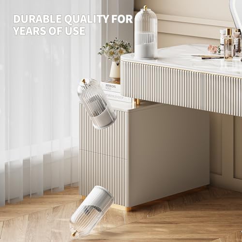 Dustproof Toothbrush Holder with Lid, 360 Rotating Countertop Electric Toothbrush Toothpaste Holders with Cover for Bathroom, 3 Slots Makeup Brush Holder with Lid for Vanity, White-Clear - Image 6