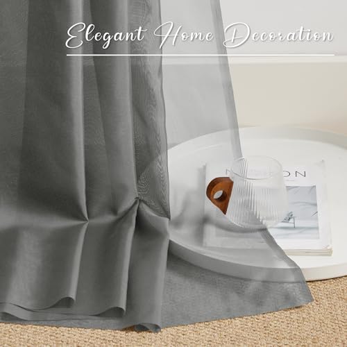 NICETOWN Bed Canopy Scarf Curtains Sheer Textured - Multifunctional Window Topper Scarf Home Decor Voile Valance for Party/Carnival (Sold Individually, W60 x L216, Dark Gray) - Image 6
