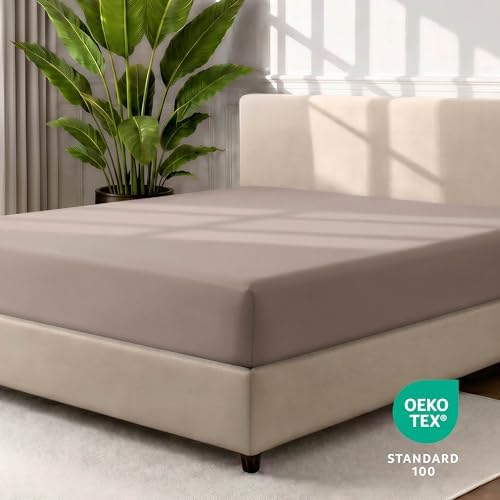 Bare Home King Fitted Sheet - 1800 Ultra-Soft (King, Taupe) - Image 4