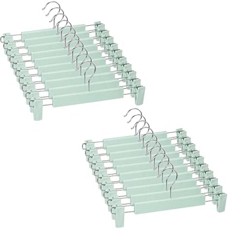Pants Hangers with Clips, Skirt Hangers, 20 Pack, Light Green by Lamitocs