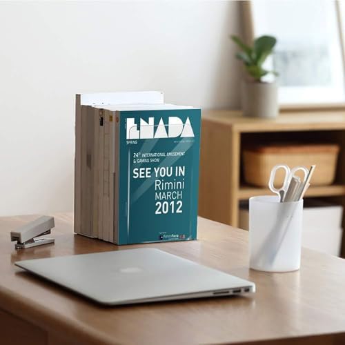 MerryNine Clear Acrylic Book Ends Bookends for Shelves - Image 7