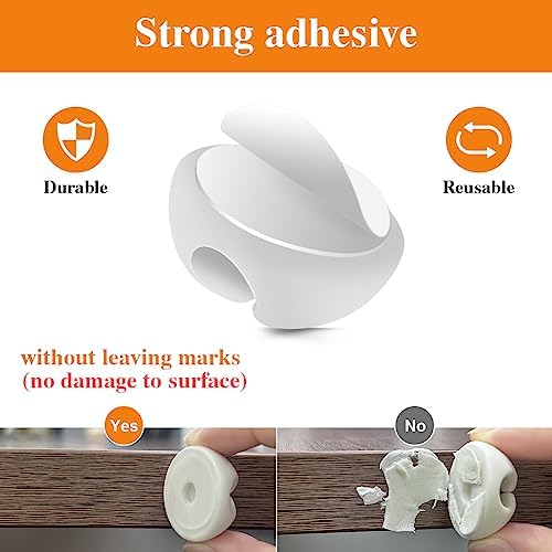 Shintop 16pcs Cable Clips for Organizing Nightstand Phone Chargers (White) - Image 3