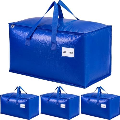 KYODOLED 4 Pack Blue Moving Bags, 24 Gal Large Storage Totes for College by KYODOLED