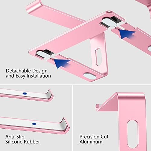 BESIGN LS03 Aluminum Laptop Stand, Ergonomic Detachable Computer Stand, Notebook Riser, Laptop Mount Compatible with Air, Pro, Dell, HP, Lenovo More 10-15.6" Laptops, Pink - Image 5