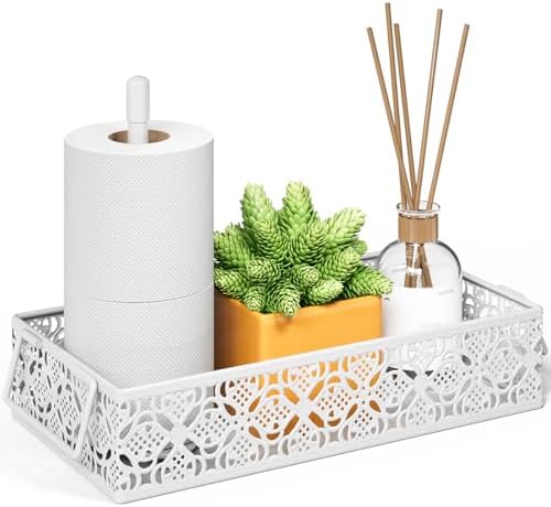 Toilet Tank Topper - 13 Inch Bathroom Tray with Magnetic Paper Towel Holder by YIUKEA
