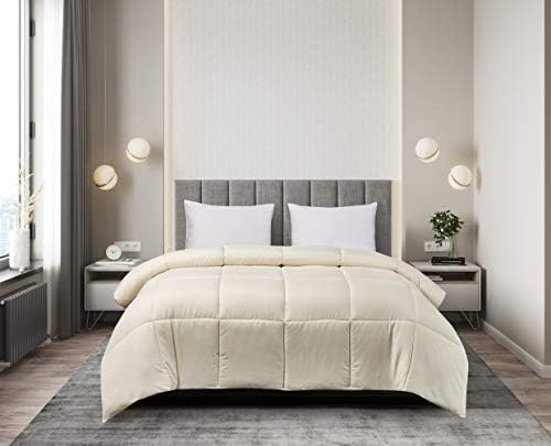 Blue Ridge Home Fashions Microfiber Light Weight Solid Down Alternative All Season Comforter-Hypoallergenic Polyester Fill, Full-Queen, Ivory by BlueRidgeHomeFashions