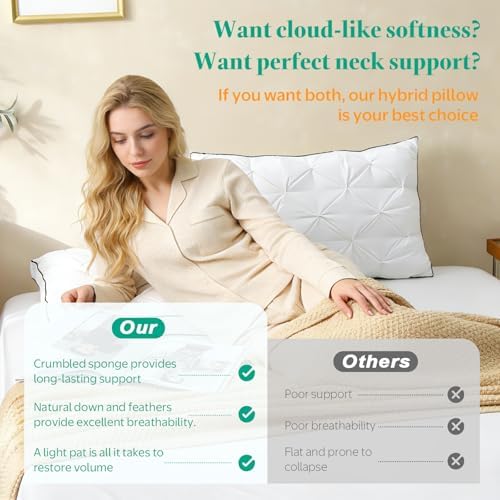 Goose Feather Down Bed Pillow King 1 Pack with Gusseted Design - Image 5