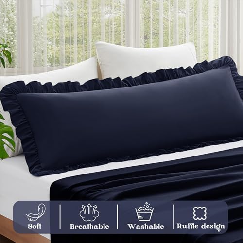 KKJIAF Ruffle Body Pillow Cases Set of 1, Navy Blue - Image 4