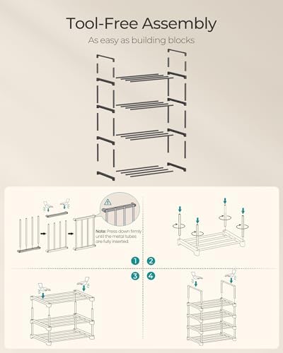 SONGMICS Shoe Rack, 4-Tier Shoe Organizer, Metal Storage Shelf - Image 5