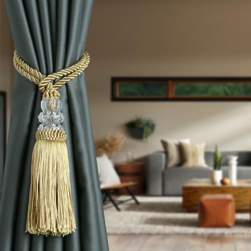 6 Pack Curtain Tiebacks with Tassel, Gold - Image 4