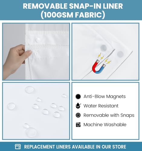 SORTTO Ringless Waffle Shower Curtain with Snap in Liner Set, 71x86, White - Image 5