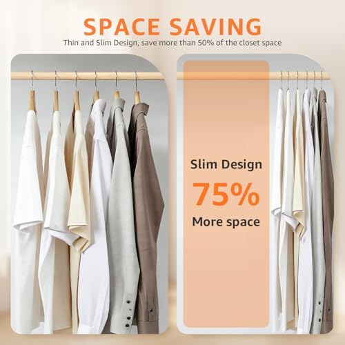 Yolife Plastic Clothes Hangers 50 Pack with Non-Slip Pads, 17.5" L × 8.3" H Heavy Duty Hanger with 360° Swivel Metal Hook, Slim Space Saving Hangers for Closet Organizer, Gray & Orange - Image 4
