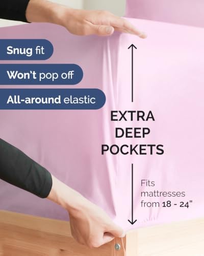 CGK Extra Deep Flex Top Split Head King Fitted Sheet Only - Light Pink - Image 2