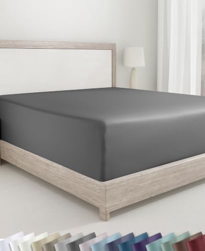 California Design Den Soft 100% Cotton Sateen Fitted Sheet Full, Grey by CaliforniaDesignDen