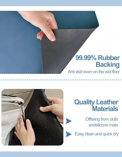 Dish Drying Mat for Kitchen Counter, 16"x24" Pad with Rubber Backed (Blue) - Image 5