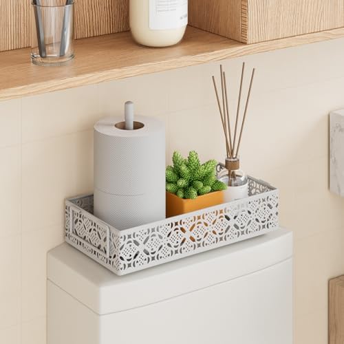 Toilet Tank Topper - 13 Inch Bathroom Tray with Magnetic Paper Towel Holder - Image 2