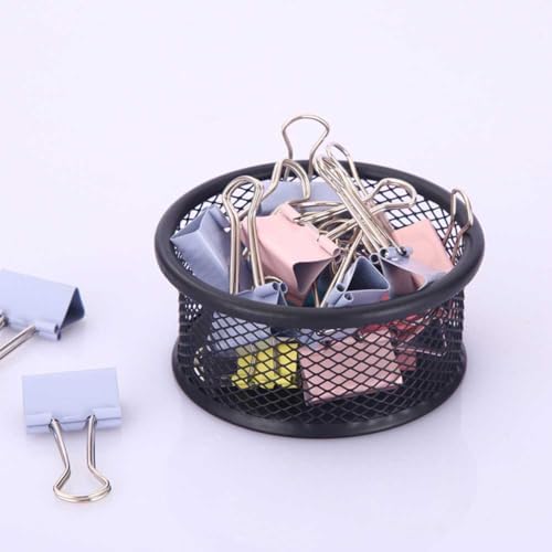 2 Pcs Metal Paper Clip Holder Mesh Paperclip Bowl Binder Clip Dispenser Desk Bobby Pin Hair Clip Container Organizer for Home Office Classroom School, Black - Image 2
