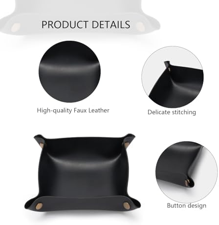 Canvas Storage Tray Cotton Key Catchall Stylish Organizer for Small Items Lightweight Design (Black,Large) - Image 4