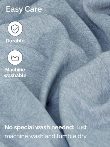 CGK Extra Deep Full Single Fitted Sheet Only - Heathered Blue - Image 5