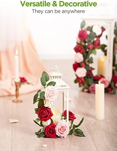 InnoGear Fake Roses 50 Pcs Blush Pink Flowers Artificial Faux Foam Floral - Image 5
