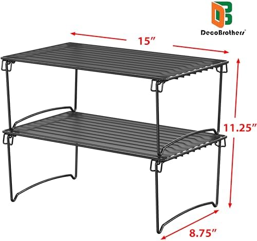 Deco Brothers Stackable Cabinet Shelf Organizer, 2 Pack, Black - Image 6