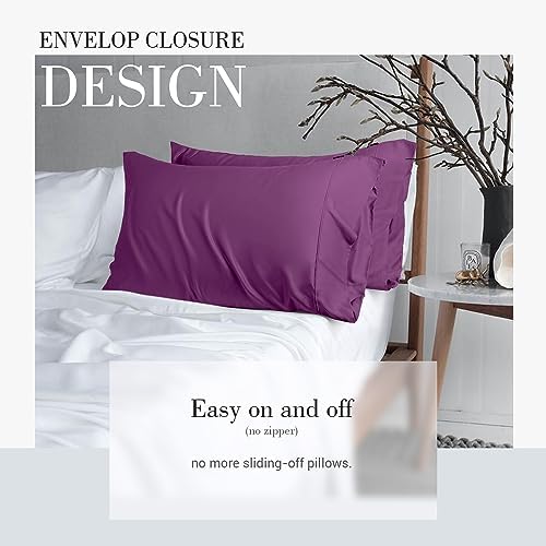 WishSmile Cooling Queen Pillowcases Set of 2 Breathable Cool Silky Soft Rayon Derived from Bamboo Fabric, Moisture Wicking for Hot Sleepers, Hair and Skin Friendly, Dark Purple, 2 Pack, 20x30IN - Image 4
