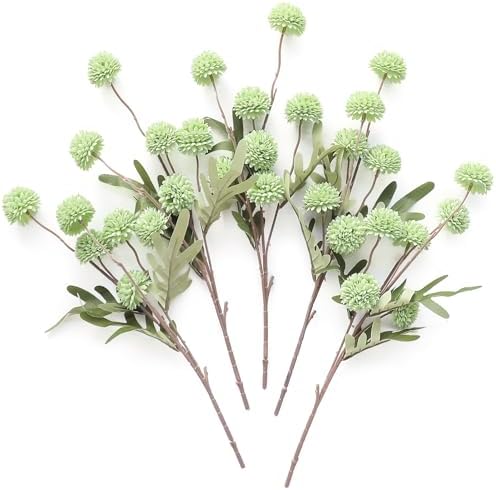 Floroom 5pcs Elf Green Faux Silk Mums Artificial Flowers, Bulk Fake Small Mini Chrysanthemums with Stems for DIY Sage Green Wedding Centerpieces Floral Arrangements Vase Fillers Home Decorations by Floroom