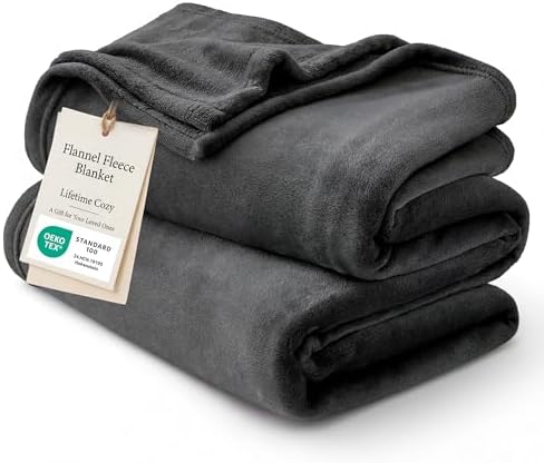 Bedsure GentleSoft Fleece Blanket California King Size Charcoal - Lightweight Plush Fuzzy Cozy Soft Bed Blankets, 102x96 inches by BEDSURE