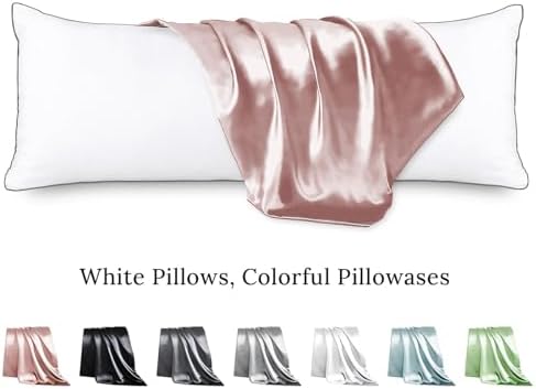 HUXMEYSON Body Pillow with Satin Pillowcase, Body Pillow for Adults, Pink - Image 2