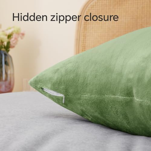 BEDELITE Flannel Pillowcases Standard Set of 2, Sage Green, 20x26 Inches - Image 6