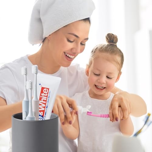 Toothbrush Holders for Bathrooms - 1 Cups Ceramic Toothbrush Toothpaste Holders, Grey Bathroom Tumbler Cups Reusable Toothbrush Mouthwash Cup, Bathroom Counter Organizer. - Image 2