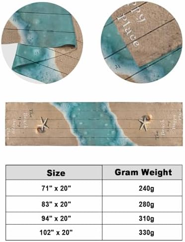 Coastal Ocean Starfish and Shell Sand Bed Runner for Bedroom Hotel - Decorative Bedding Scarf 'The Beach Is My Happy Place' - End Blanket Runner for California King Size, 102x20in - Image 5