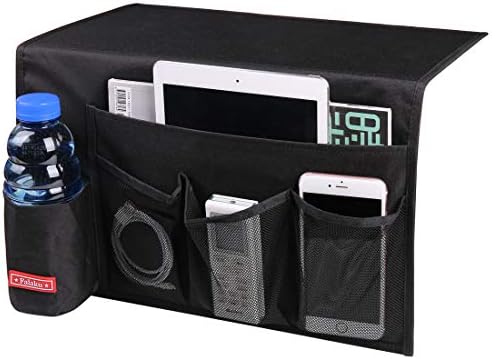Bedside Caddy,5 Pockets Bedside Organizer Caddy Under Mattress,Holds Water Bottles,Magazines,Books (Black) by Falaku