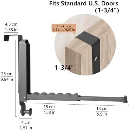 RFOUO Over The Door Hooks Hanger, Fits Door up to 1 3/4",Space Grey, 1 Pack - Image 3