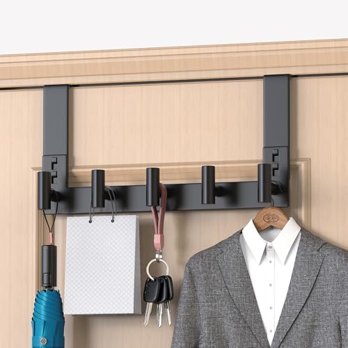 PMMASTO Door Hanger for 1-3/4 Inch Doors, Black- 5 Hooks, T Shape - Image 6
