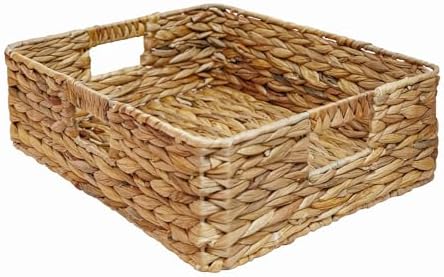 Rectangular Wicker Shelf Basket, Square Water Hyacinth Woven Storage Basket by BSTNASI
