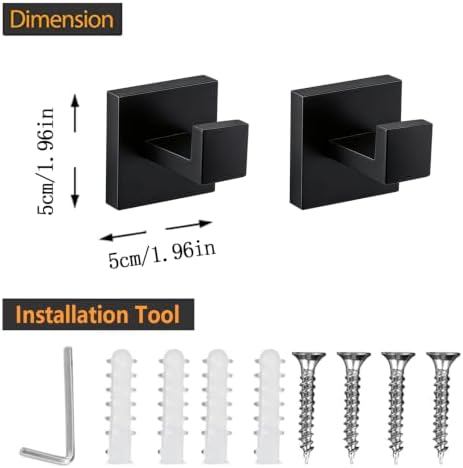 JOPOFI 6 Piece Towel Hook - Bathroom Robe Hook - Matte Black - Image 6
